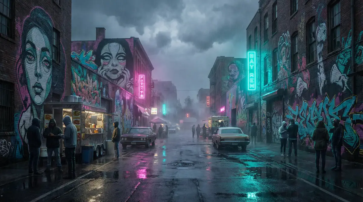 新版猫社区苹果版 - 雨夜壁画街